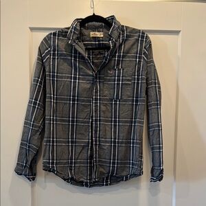 Hollister grey and blue flannel
